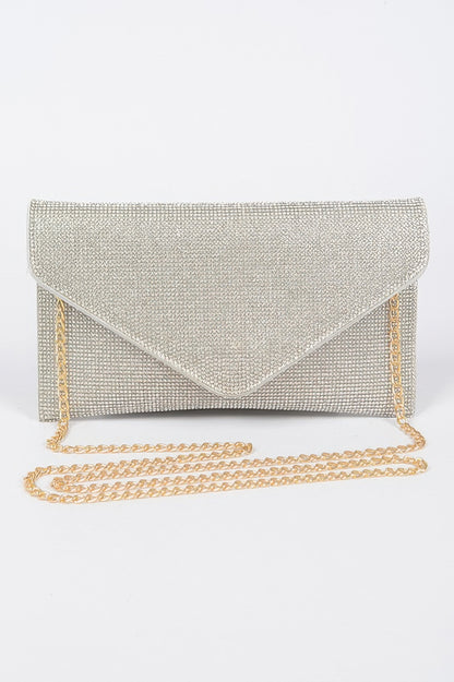 Full Rhinestone Envelope Chain Clutch - Tigbul's Variety Fashion Shop