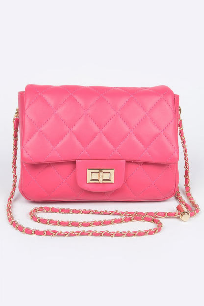 Quilted Faux Leather Flap Bag - Tigbul's Variety Fashion Shop