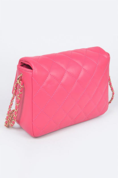 Quilted Faux Leather Flap Bag - Tigbul's Variety Fashion Shop