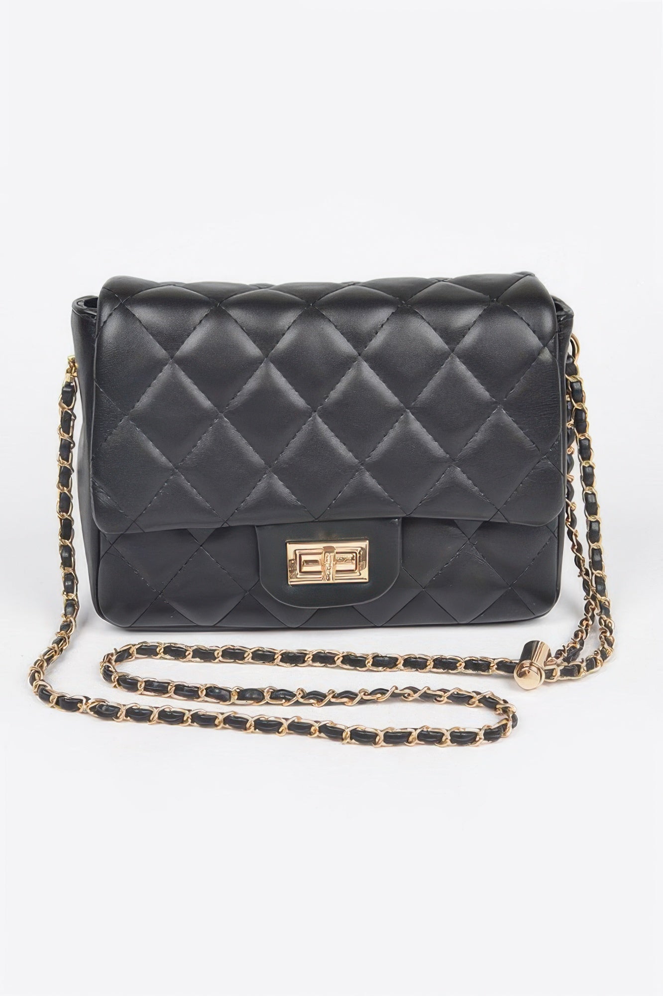Quilted Faux Leather Flap Bag - Tigbul's Variety Fashion Shop