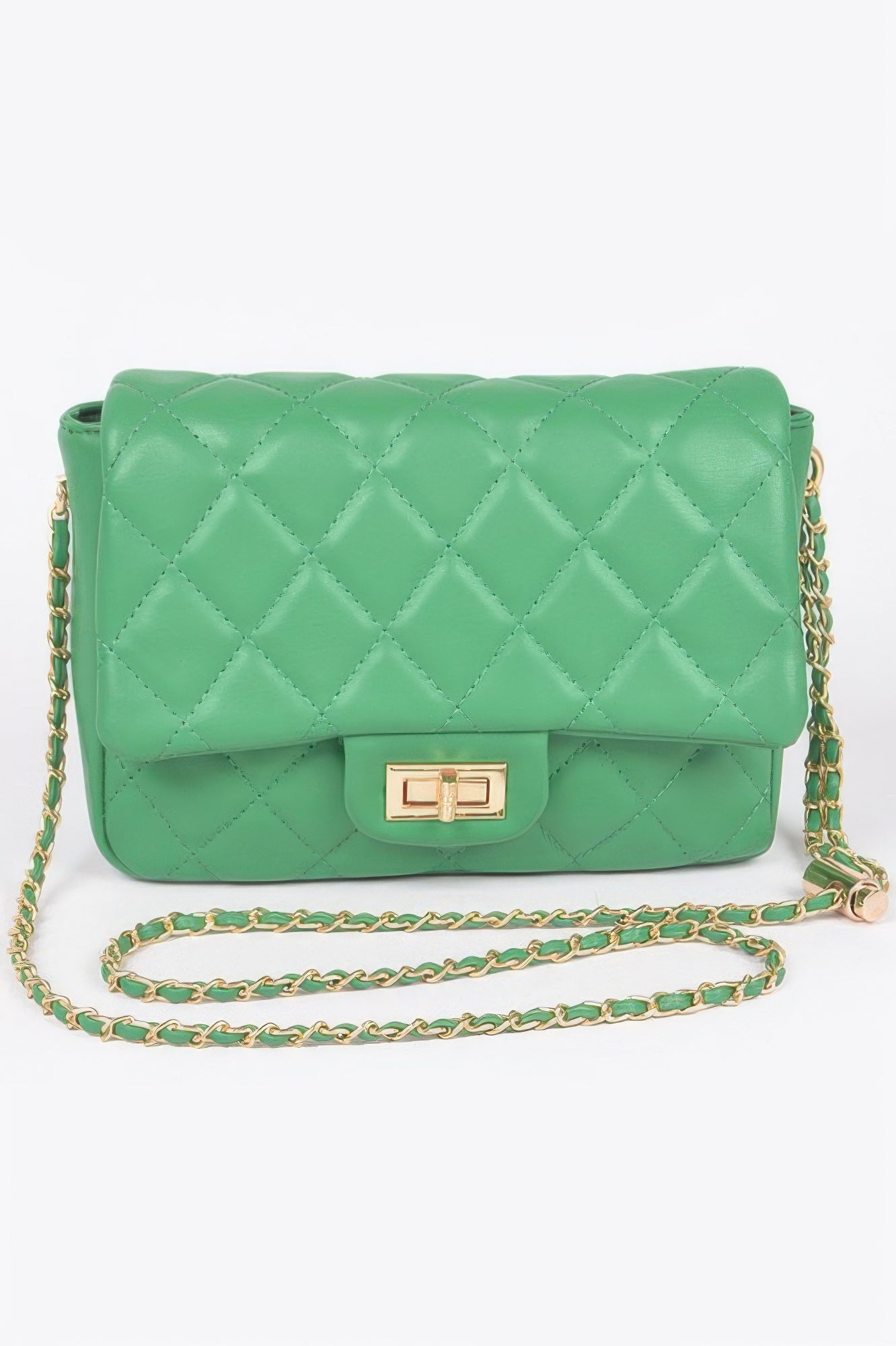 Quilted Faux Leather Flap Bag - Tigbul's Variety Fashion Shop