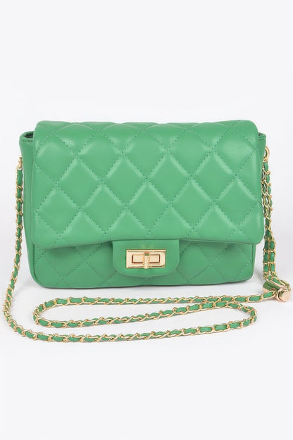 Quilted Faux Leather Flap Bag - Tigbul's Variety Fashion Shop