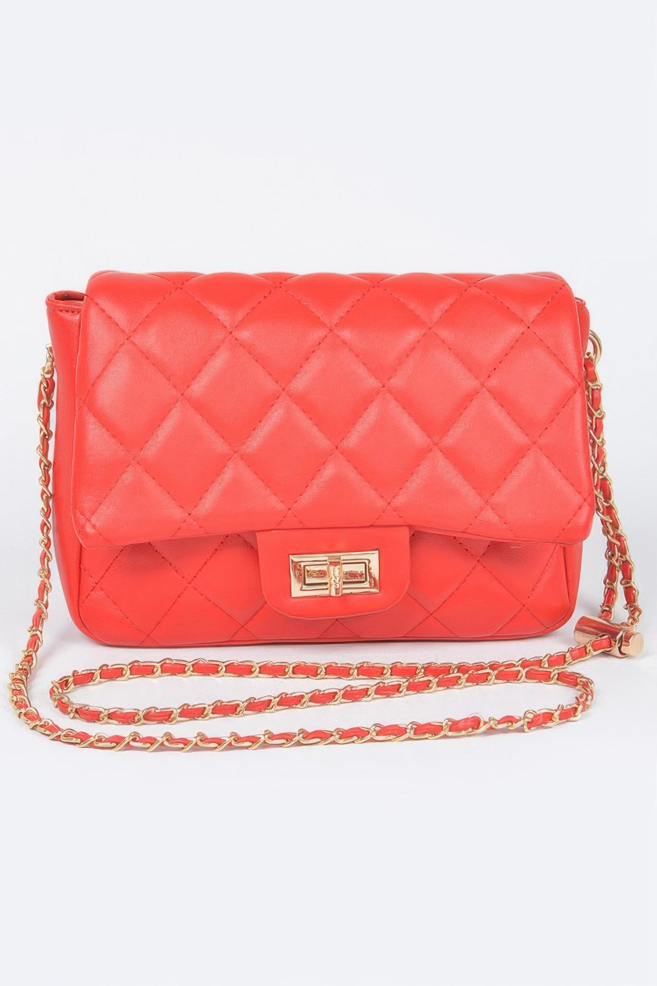 Quilted Faux Leather Flap Bag - Tigbul's Variety Fashion Shop
