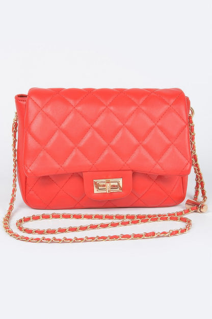 Quilted Faux Leather Flap Bag - Tigbul's Variety Fashion Shop
