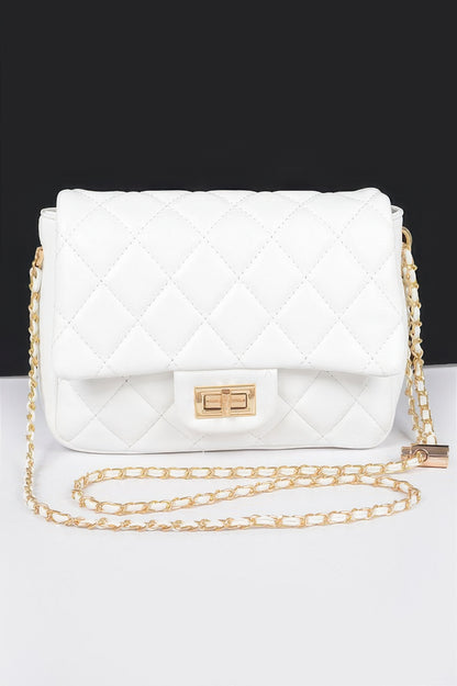 Quilted Faux Leather Flap Bag - Tigbul's Variety Fashion Shop