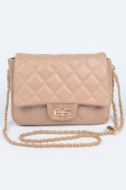 Quilted Faux Leather Flap Bag - Tigbul's Variety Fashion Shop