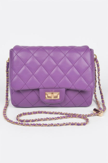 Quilted Faux Leather Flap Bag - Tigbul's Variety Fashion Shop
