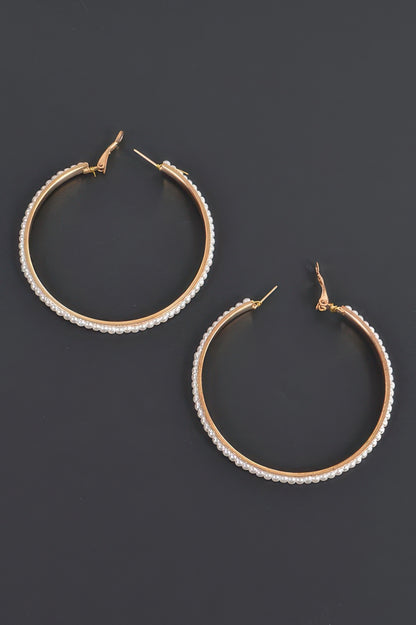 Round Shape Pearl Hoop Earrings - Tigbul's Variety Fashion Shop