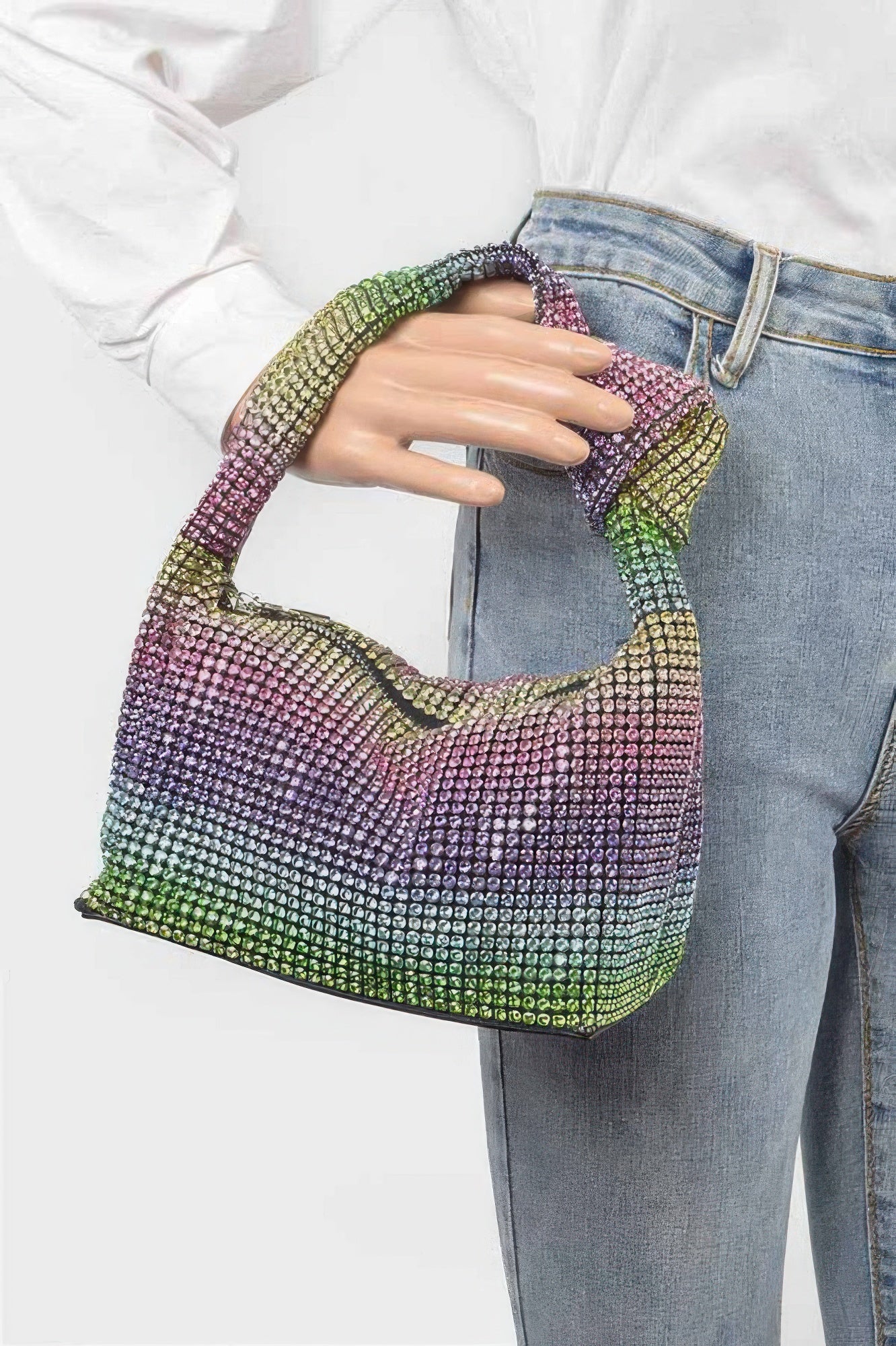 Rhinestone Shoulder Zip Bag - Tigbul's Variety Fashion Shop