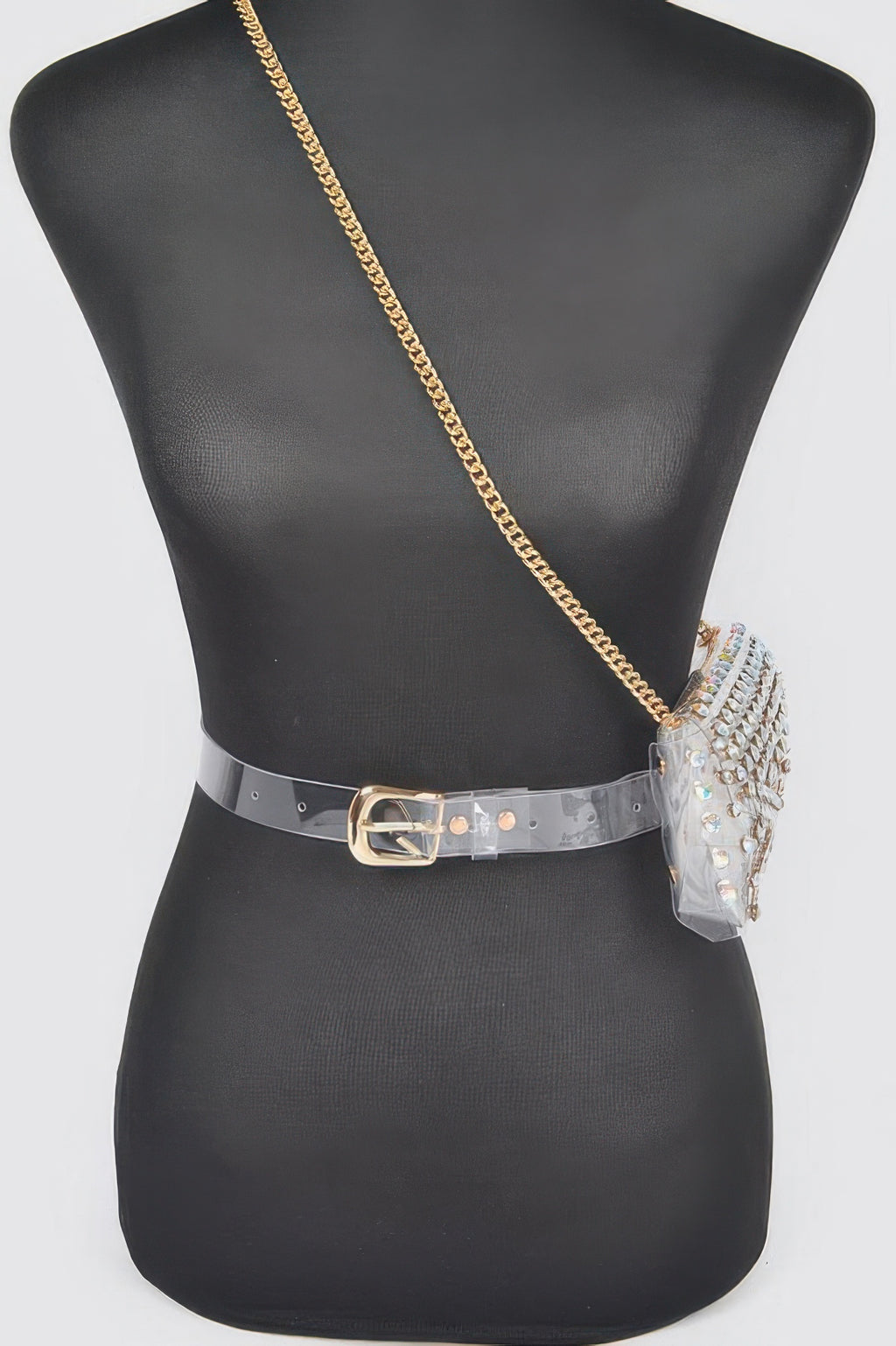 Rhinestone Clear Plus Size Belt Bag W/chain - Tigbul's Variety Fashion Shop