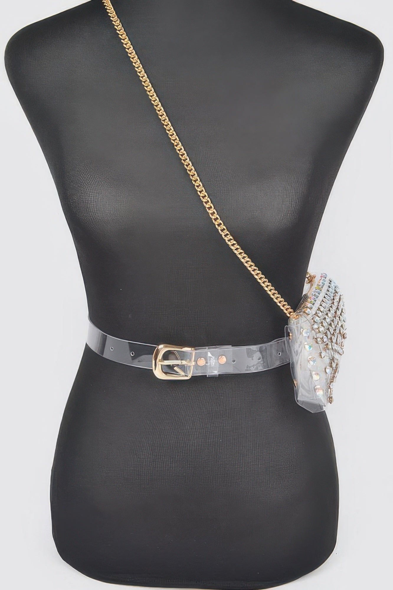 Rhinestone Clear Plus Size Belt Bag W/chain - Tigbul's Variety Fashion Shop