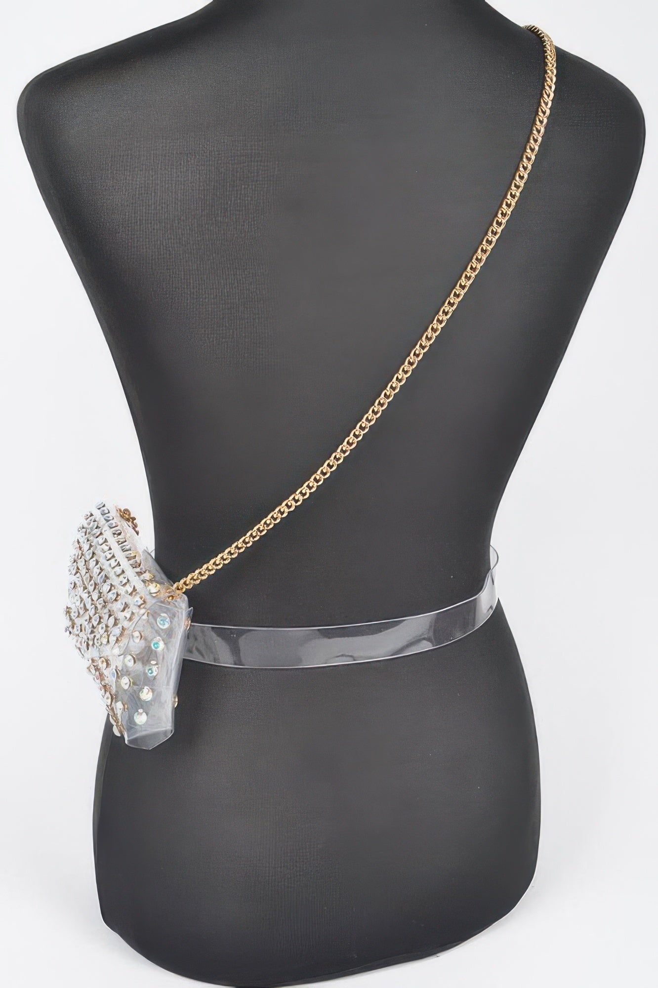 Rhinestone Clear Plus Size Belt Bag W/chain - Tigbul's Variety Fashion Shop