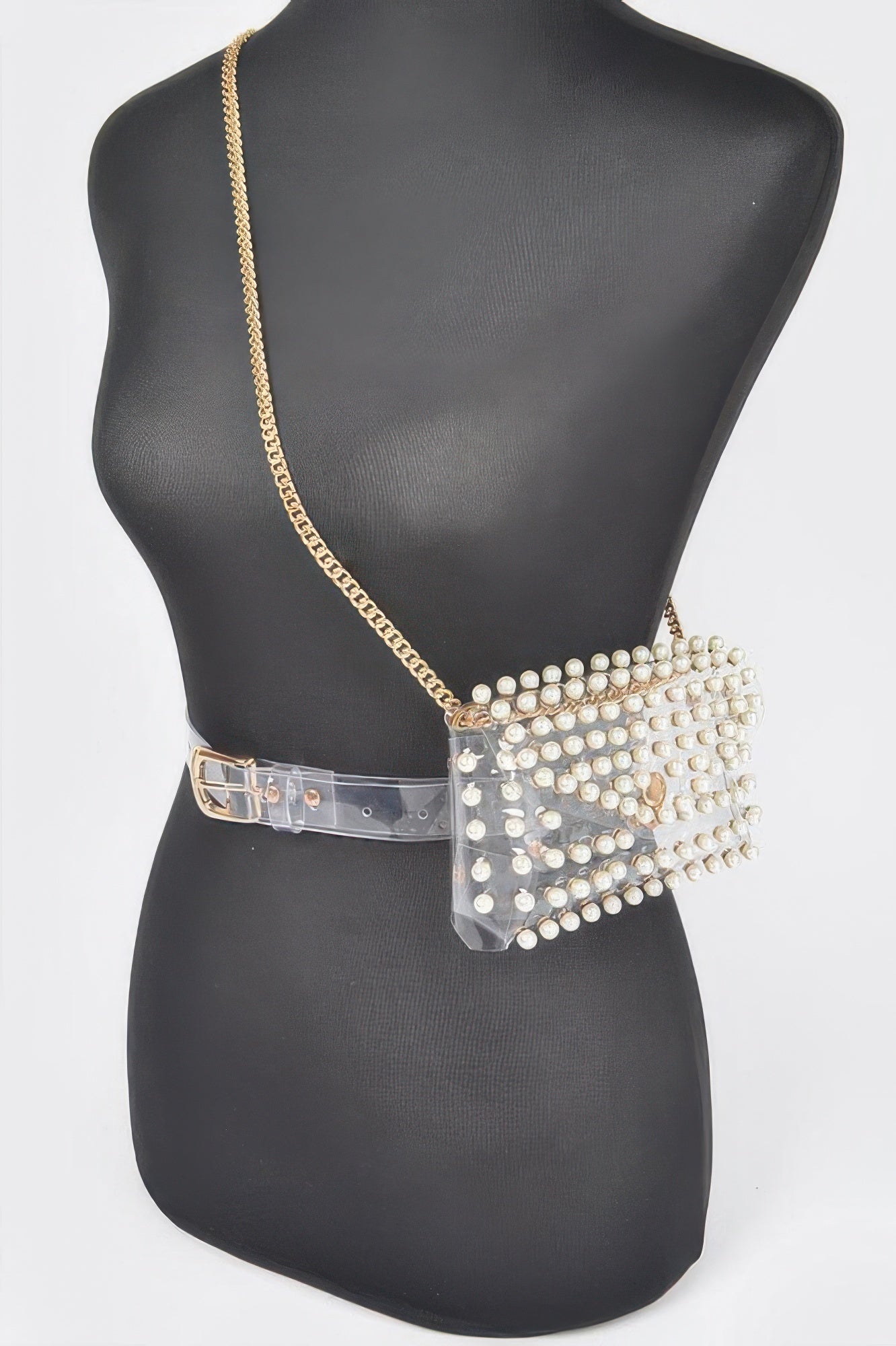 Rhinestone Clear Plus Size Belt Bag W/chain - Tigbul's Variety Fashion Shop