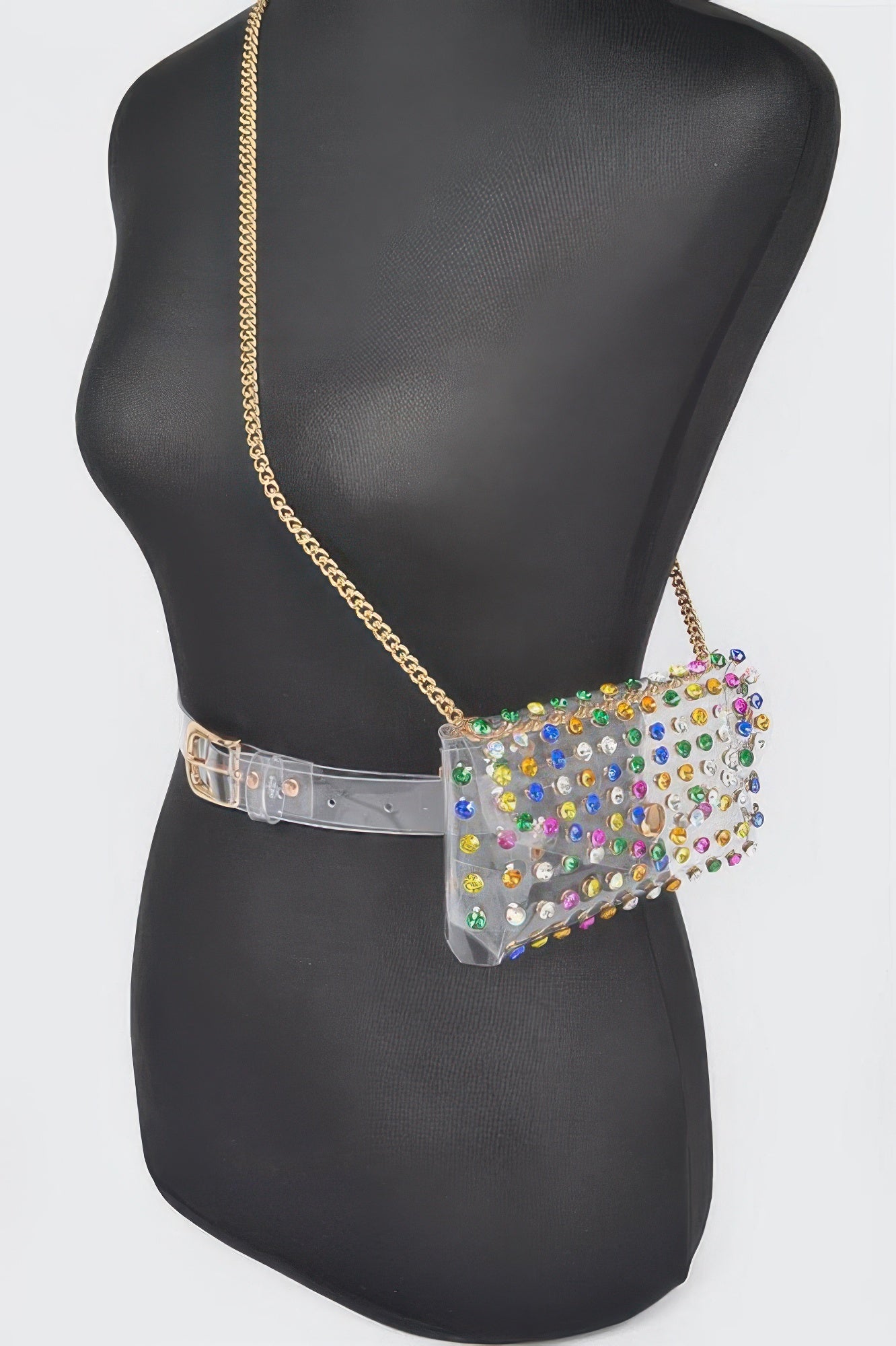 Rhinestone Clear Plus Size Belt Bag W/chain - Tigbul's Variety Fashion Shop