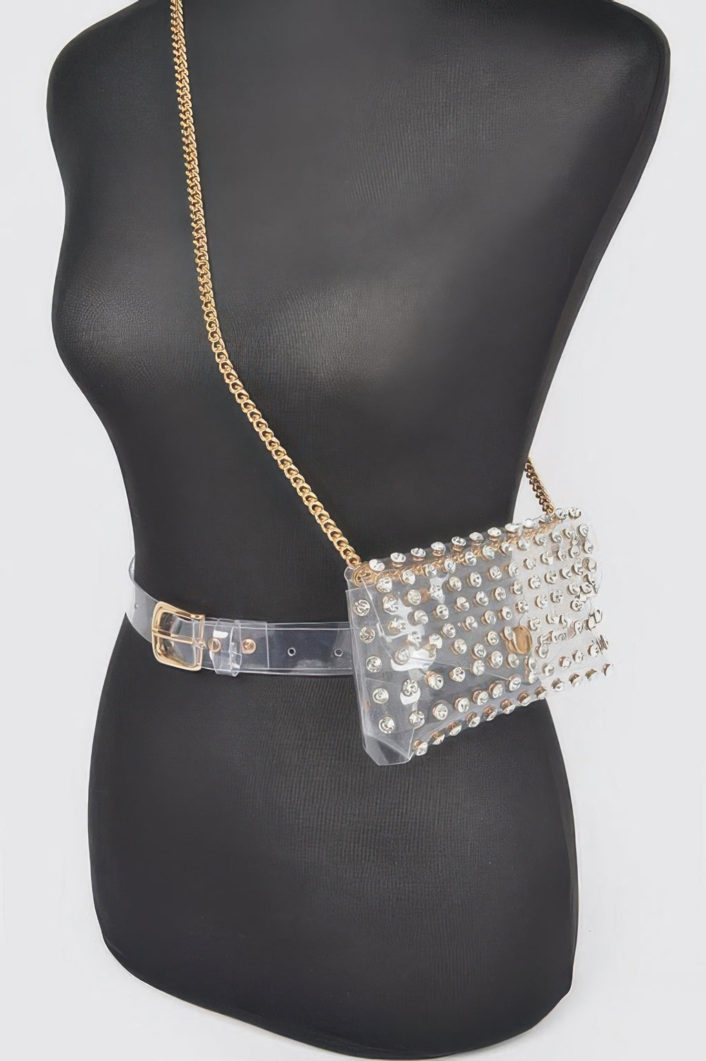 Rhinestone Clear Plus Size Belt Bag W/chain - Tigbul's Variety Fashion Shop