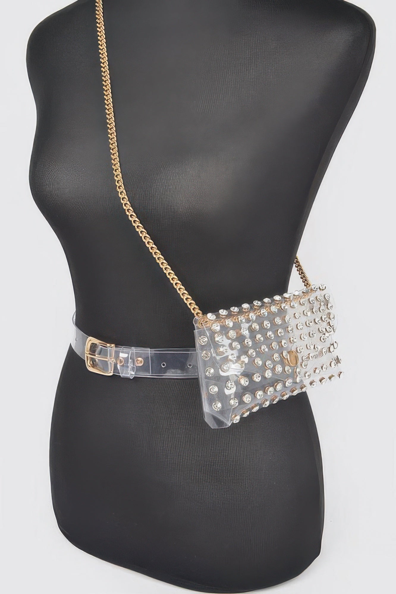 Rhinestone Clear Plus Size Belt Bag W/chain - Tigbul's Variety Fashion Shop