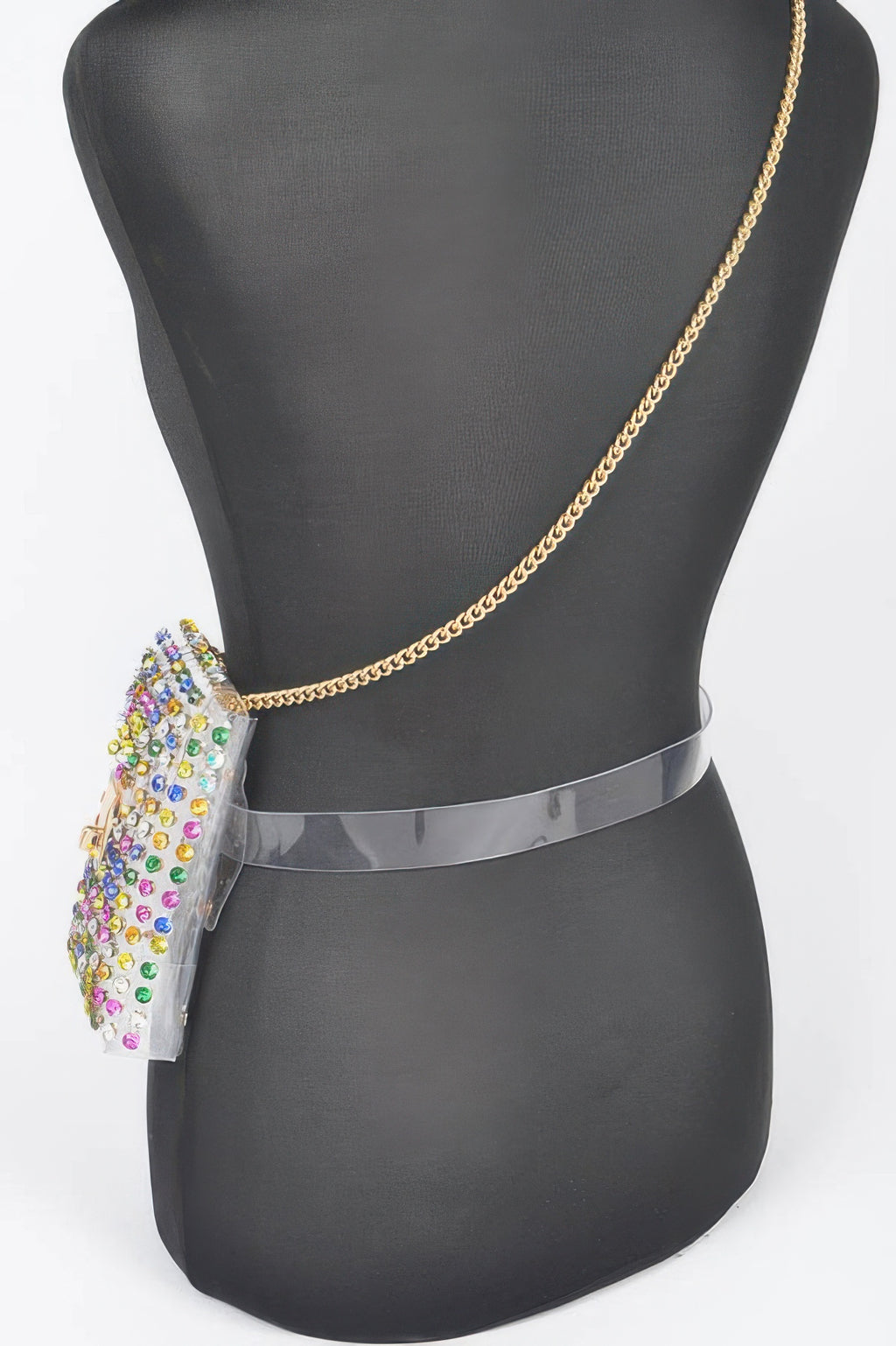 Rhinestone Clear Plus Size Belt Bag W/chain - Tigbul's Variety Fashion Shop
