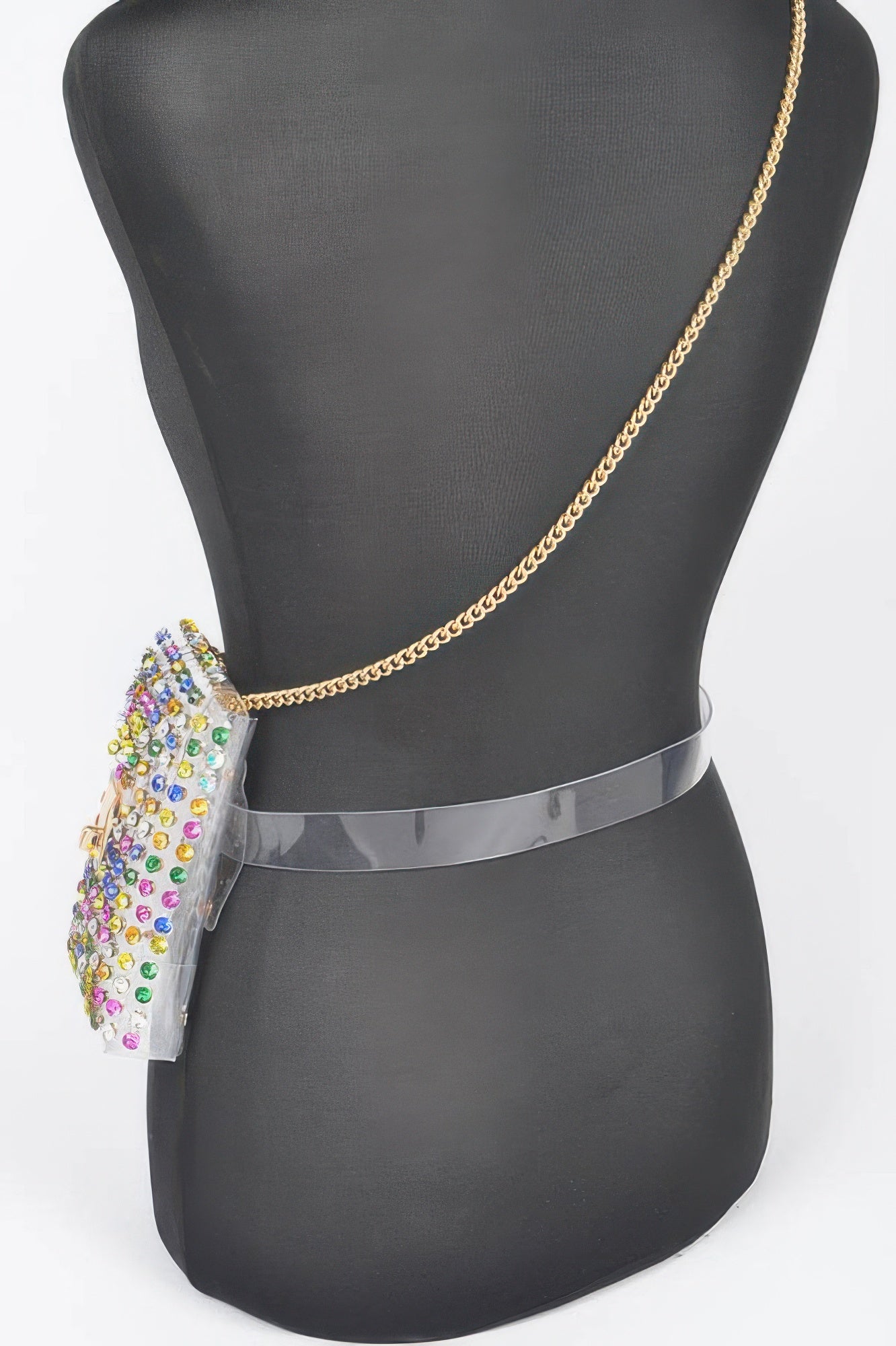 Rhinestone Clear Plus Size Belt Bag W/chain - Tigbul's Variety Fashion Shop