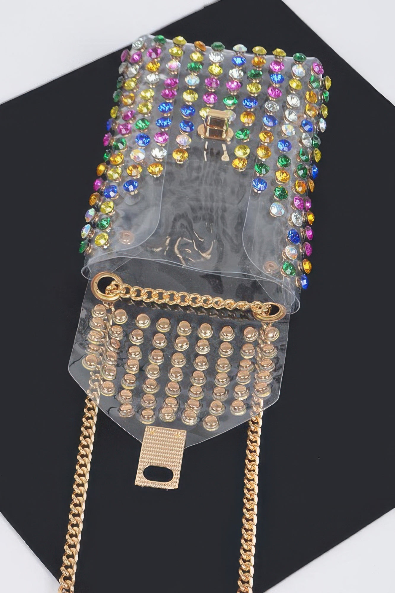Rhinestone Clear Plus Size Belt Bag W/chain - Tigbul's Variety Fashion Shop