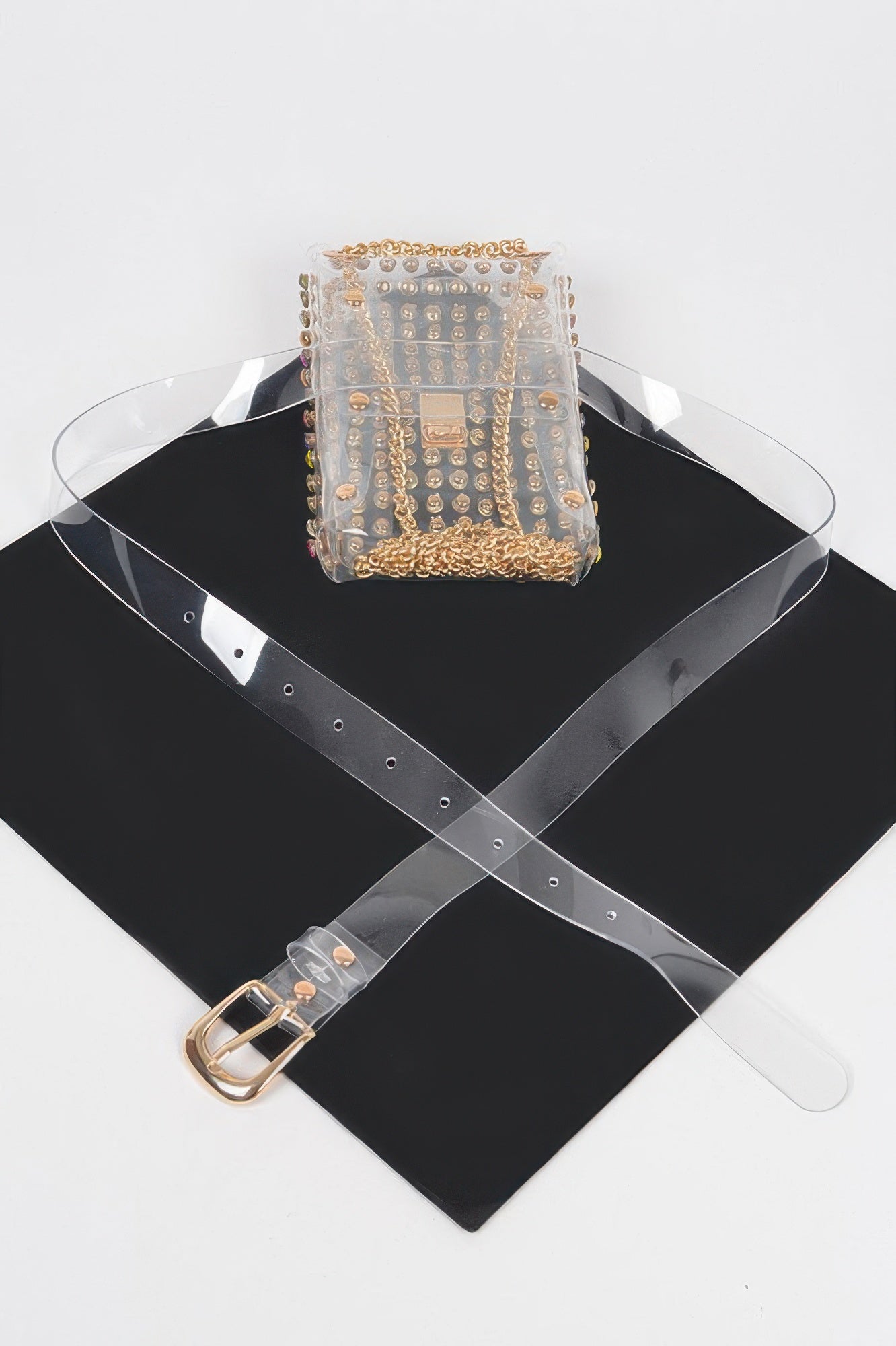Rhinestone Clear Plus Size Belt Bag W/chain - Tigbul's Variety Fashion Shop