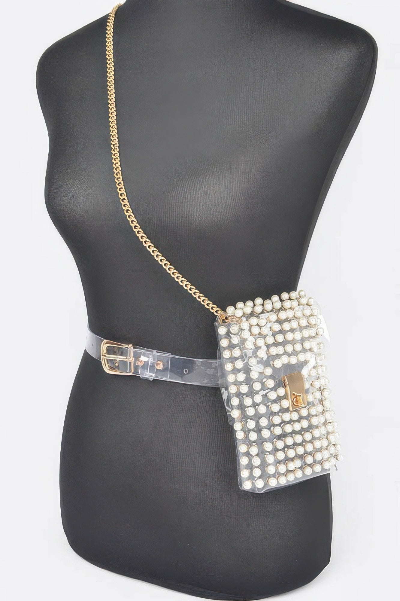 Rhinestone Clear Plus Size Belt Bag W/chain - Tigbul's Variety Fashion Shop