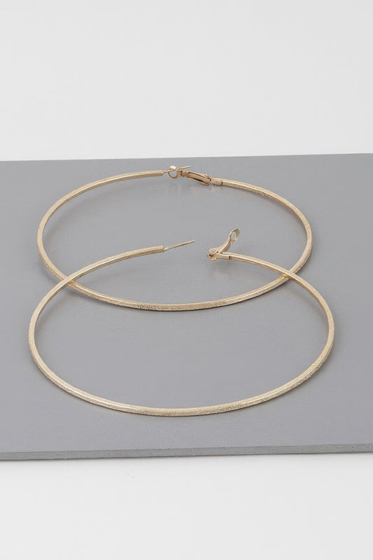 Wide Indented Concrete Hoop Earrings - Tigbul's Variety Fashion Shop