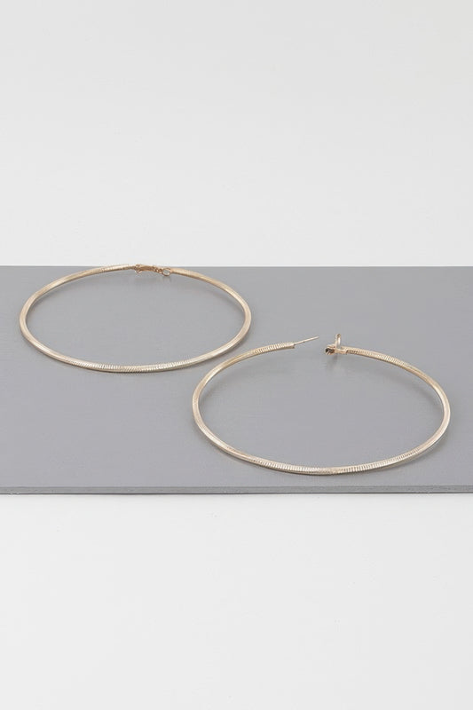 Wide Geometric Twisted 3.8" Hoop Earrings - Tigbul's Variety Fashion Shop