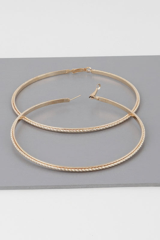 Wide Double Twisted 3.8" Hoop Earrings - Tigbul's Variety Fashion Shop