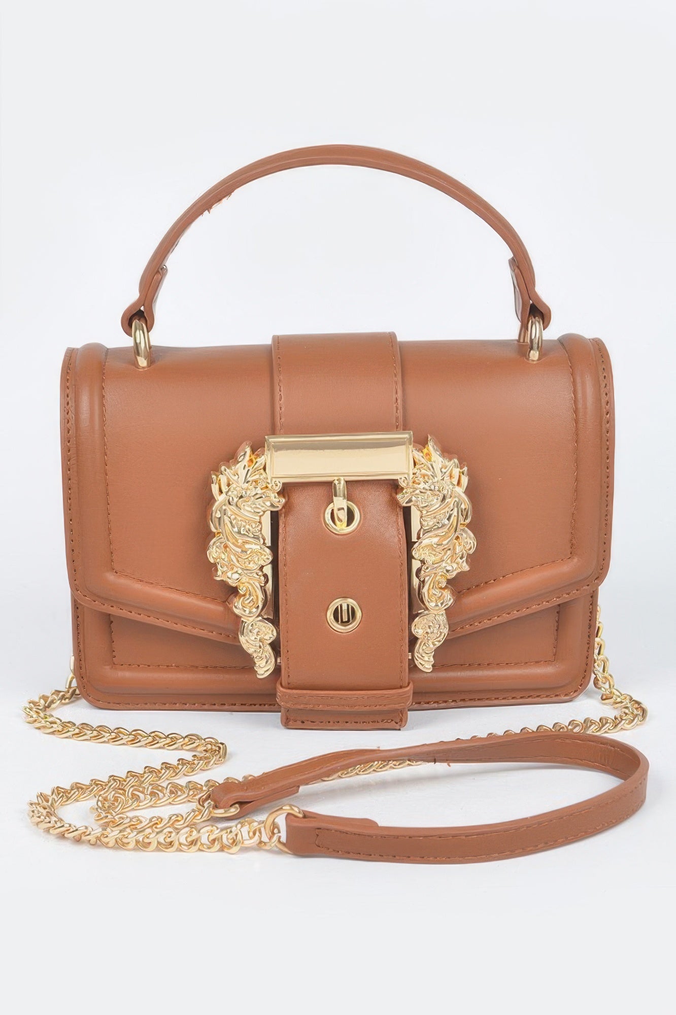 Vegan Top Handle Shoulder Clutch - Tigbul's Variety Fashion Shop