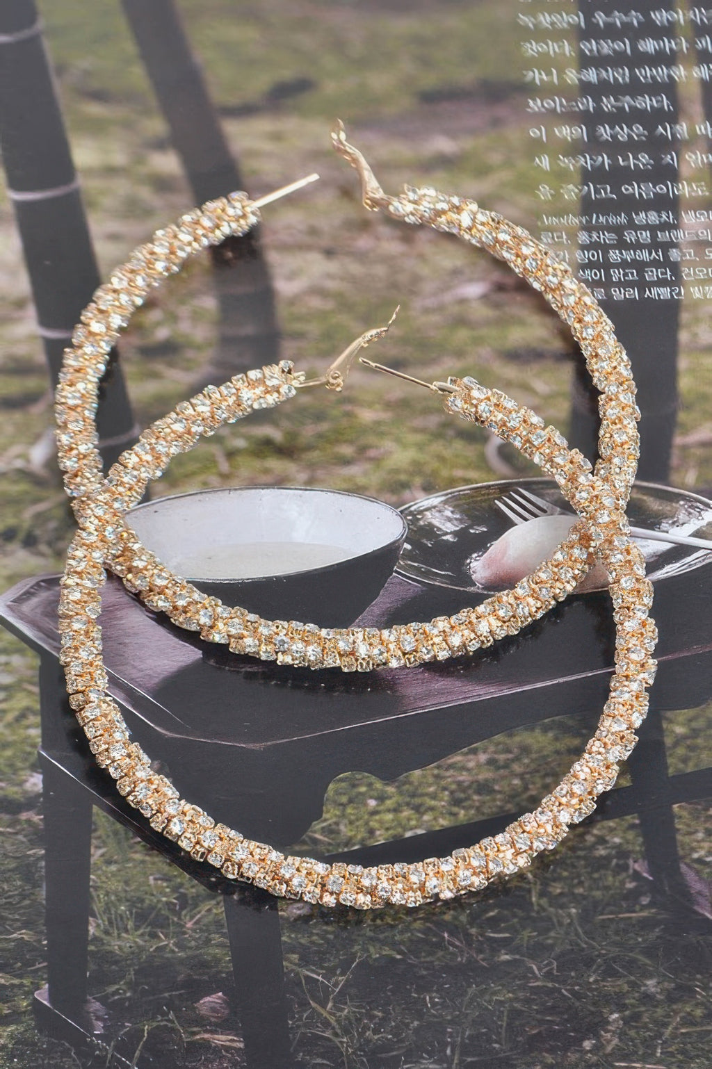 Twisted Rhinestone 80mm Hoop Earrings - Tigbul's Variety Fashion Shop