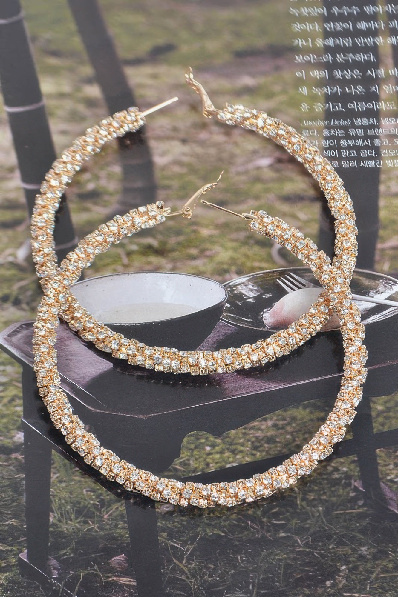 Twisted Rhinestone 80mm Hoop Earrings - Tigbul's Variety Fashion Shop