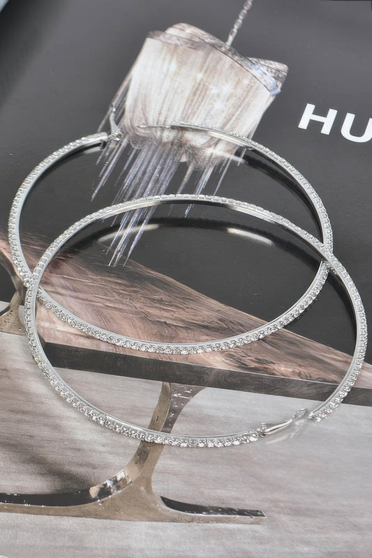 10cm Double Rhinestone Hoop Earrings - Tigbul's Variety Fashion Shop