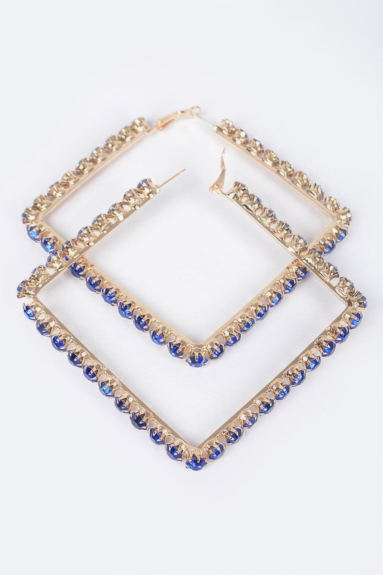Rhinestone Square Hoop Earrings - Tigbul's Variety Fashion Shop