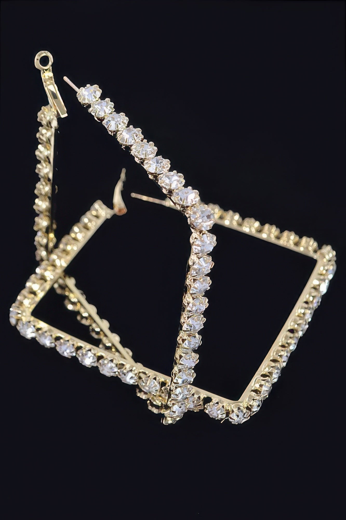Rhinestone Square Hoop Earrings - Tigbul's Variety Fashion Shop