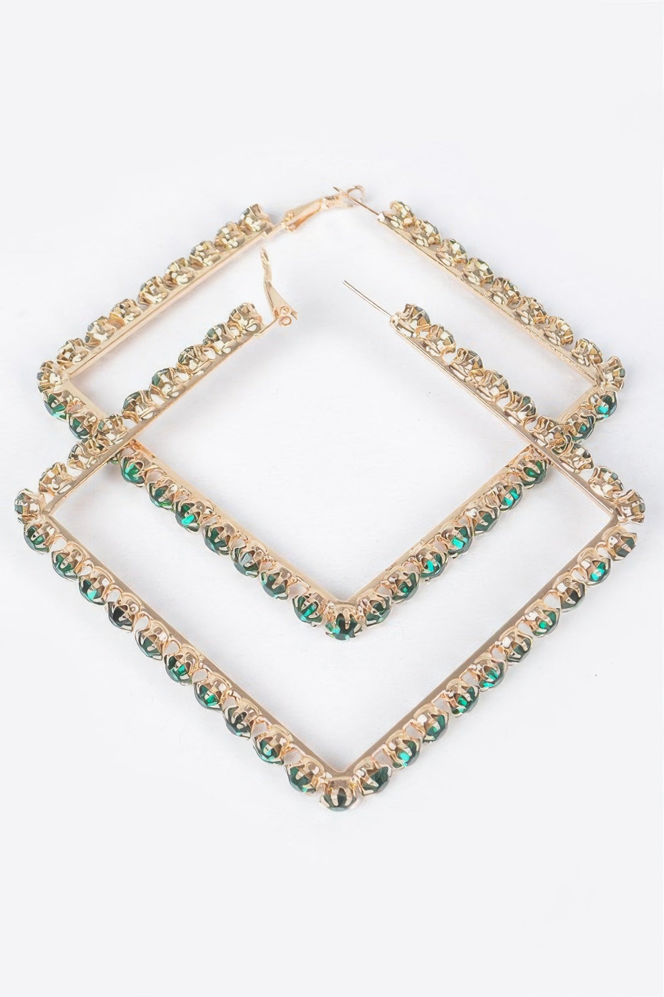 Rhinestone Square Hoop Earrings - Tigbul's Variety Fashion Shop