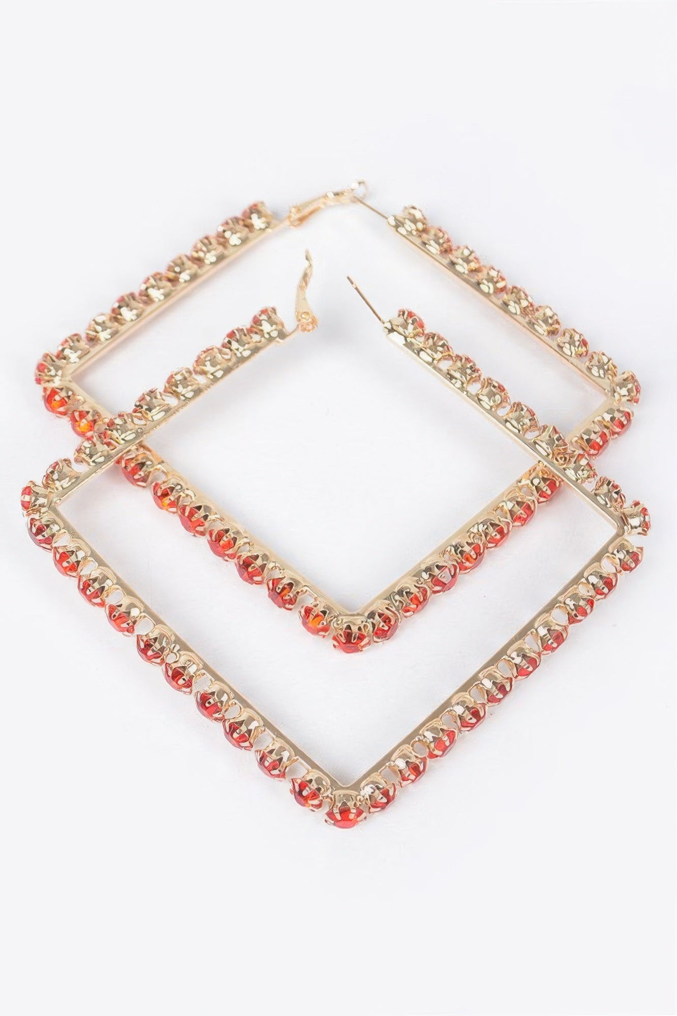 Rhinestone Square Hoop Earrings - Tigbul's Variety Fashion Shop