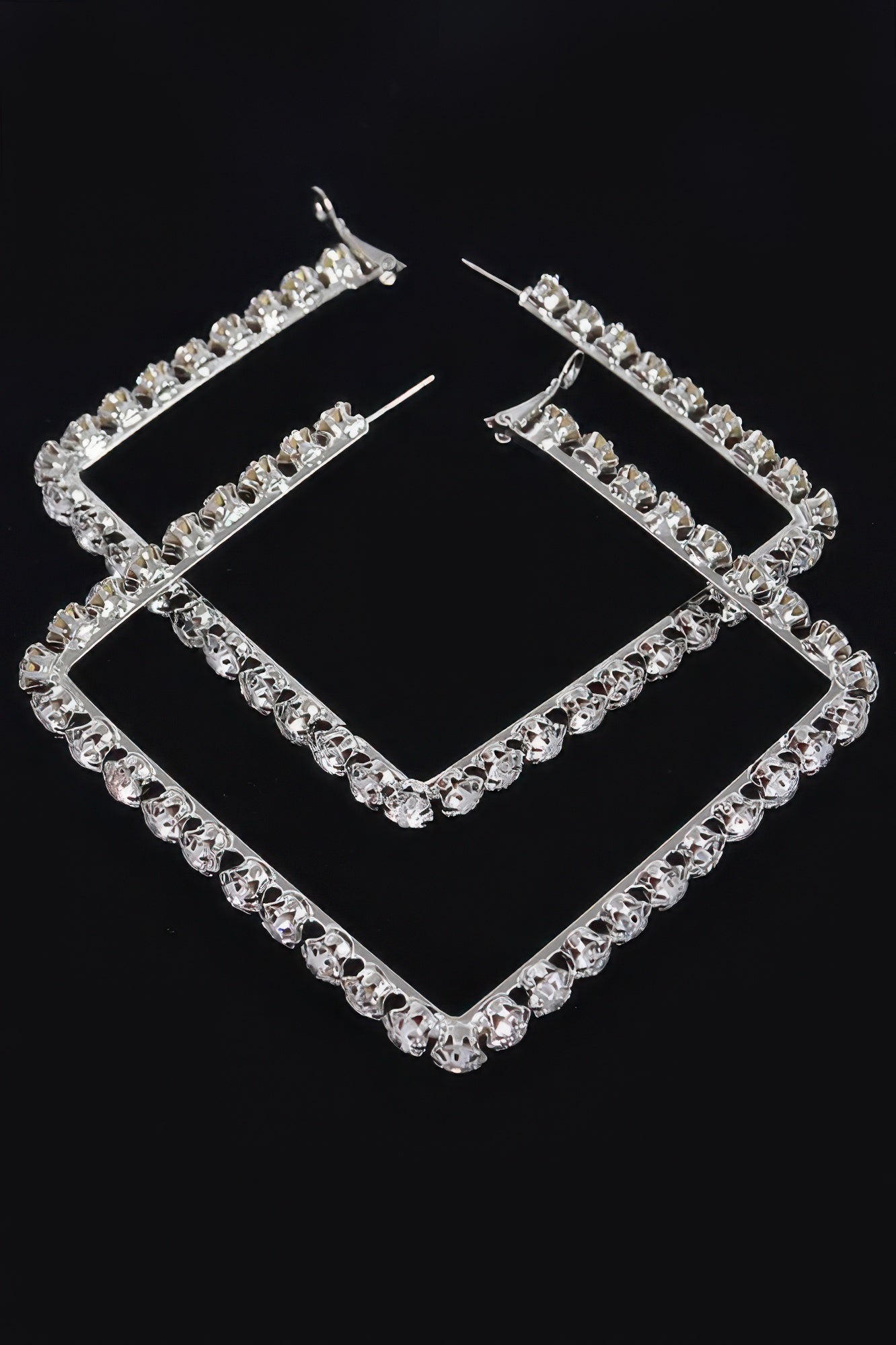 Rhinestone Square Hoop Earrings - Tigbul's Variety Fashion Shop