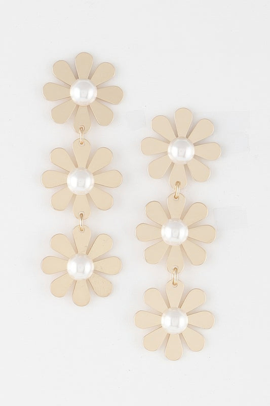 Triple Daisy Drop Earrings - Tigbul's Variety Fashion Shop
