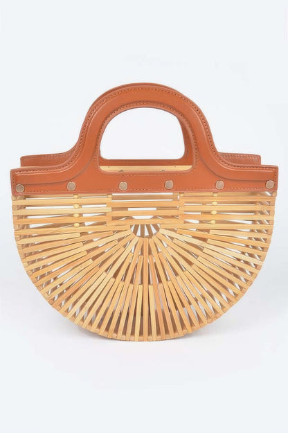 Bamboo Top Handle Bag - Tigbul's Variety Fashion Shop