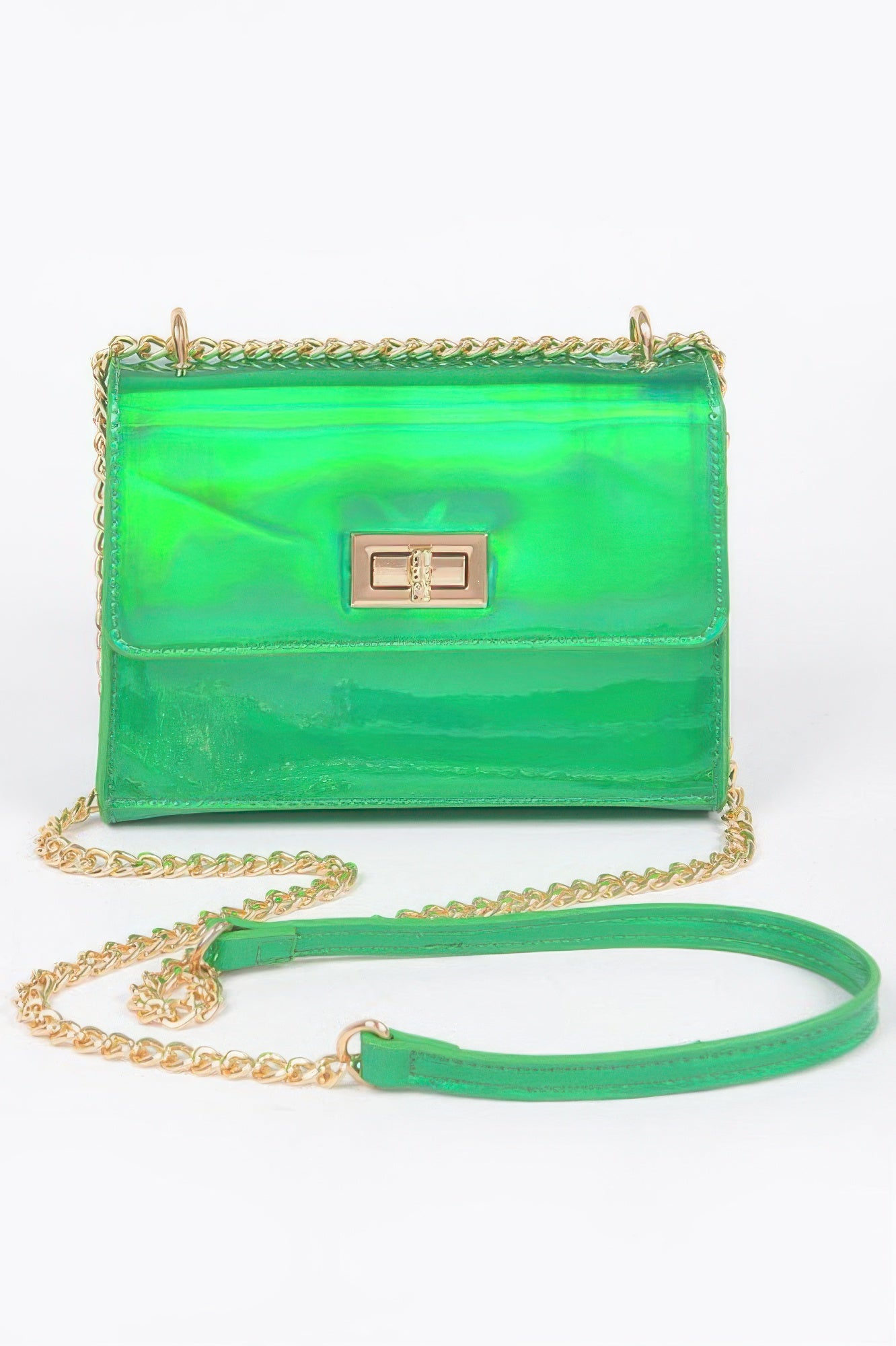 Mirror Metallic Flap Crossbody Bag - Tigbul's Variety Fashion Shop