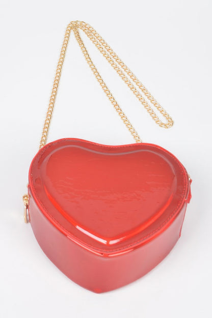 Heart Shape Mirror Metallic Crossbody Bag - Tigbul's Variety Fashion Shop