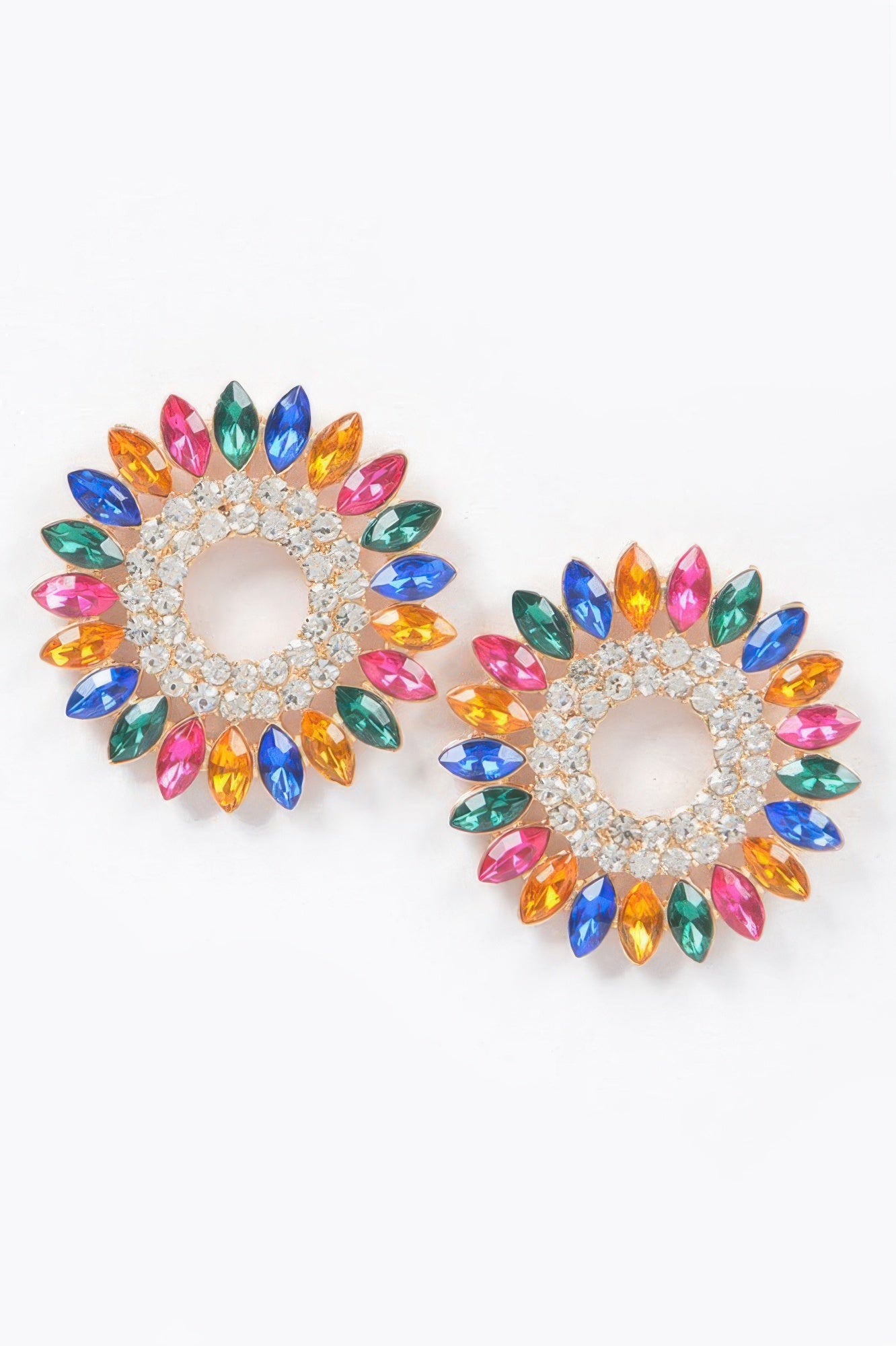 Rhinestone Circle Stud Earrings - Tigbul's Variety Fashion Shop