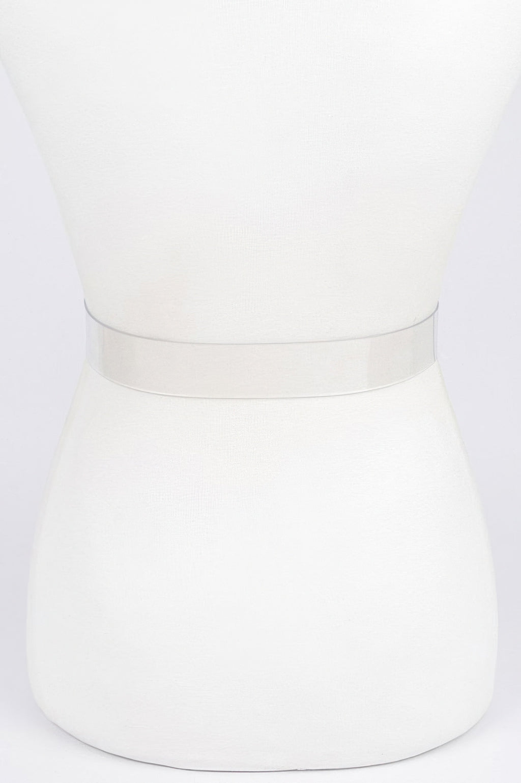 Clear vegan belt, plain strap on mannequin waist