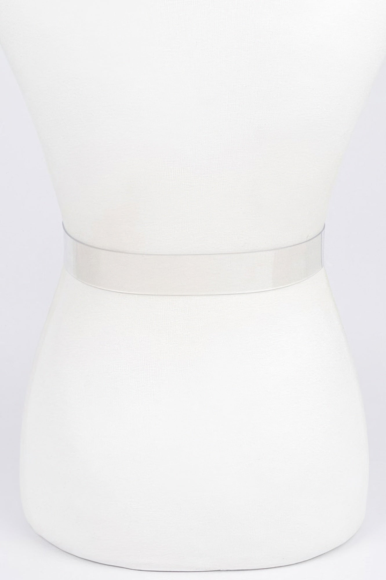 Clear vegan belt, plain strap on mannequin waist
