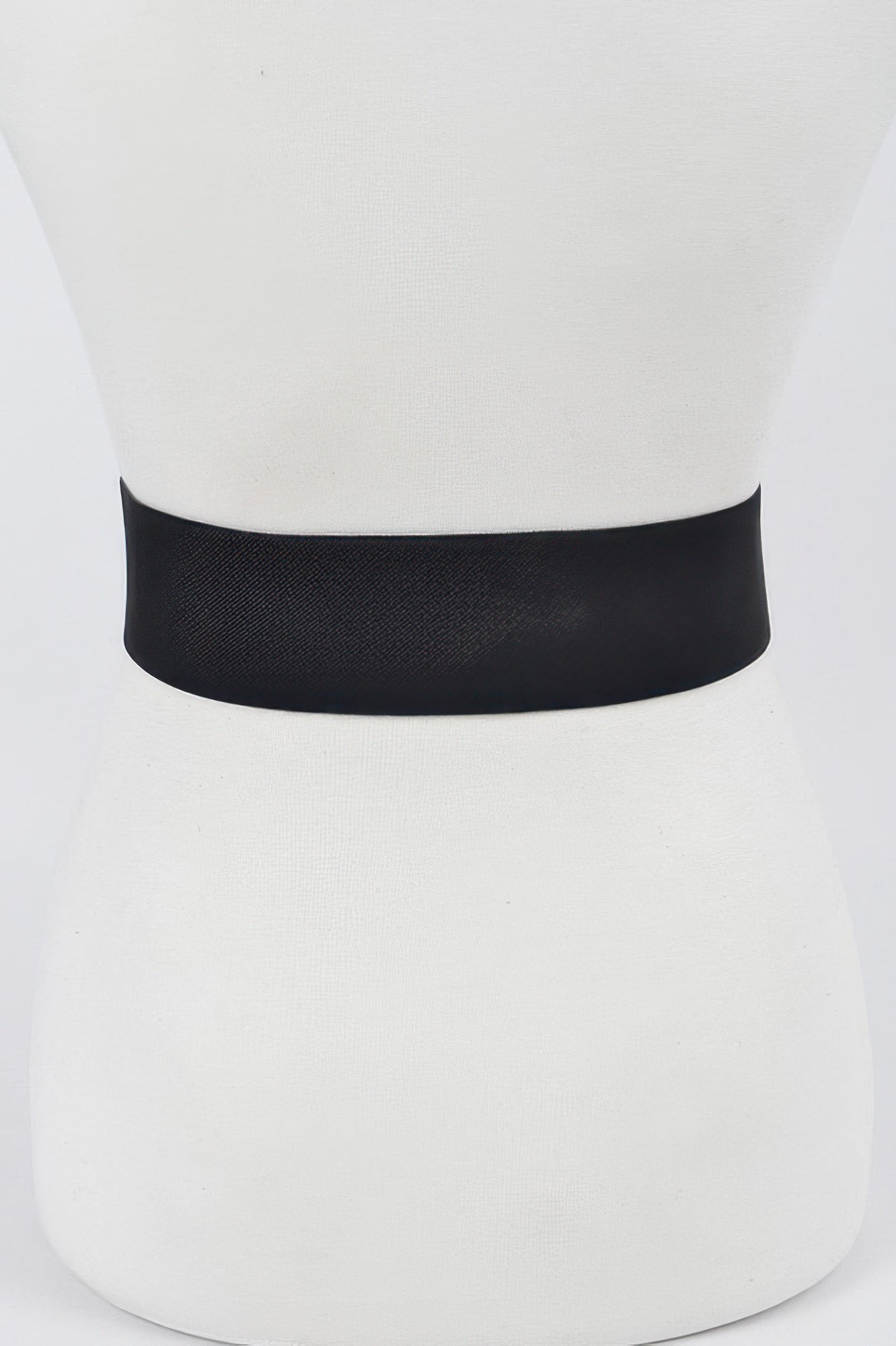 Wide black faux-croc stretch belt, smooth back band