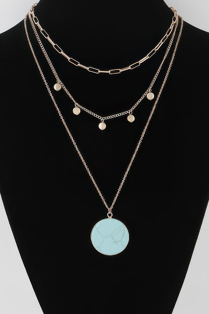 Multi Stone Pendant Chain Necklace - Tigbul's Variety Fashion Shop