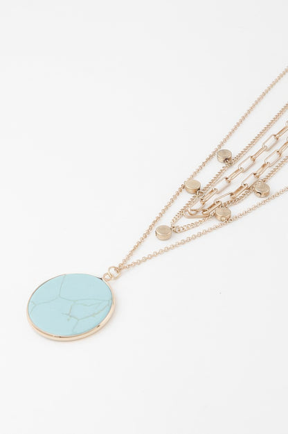 Multi Stone Pendant Chain Necklace - Tigbul's Variety Fashion Shop