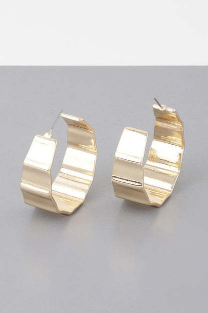 Metal Ribbed Hoop Earrings - Tigbul's Variety Fashion Shop