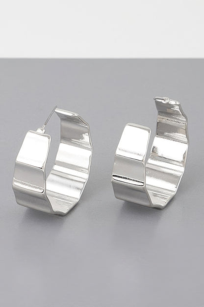 Metal Ribbed Hoop Earrings - Tigbul's Variety Fashion Shop