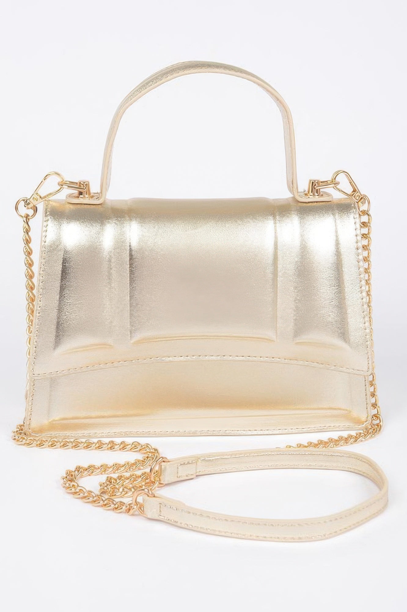 Metallic Top Handle Crossbody Bag - Tigbul's Variety Fashion Shop